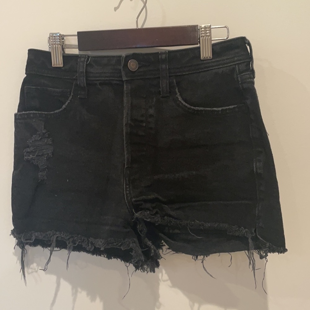 Hollister black denim shorts